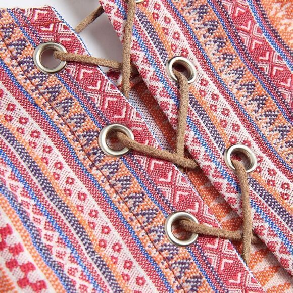 CIDER Tribal print lace up crop top size small - Picture 2 of 5